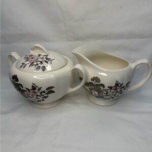 Vintage J & G Meakin Olde Avon Dale Creamer & Sugar Bowl Staffordshire England